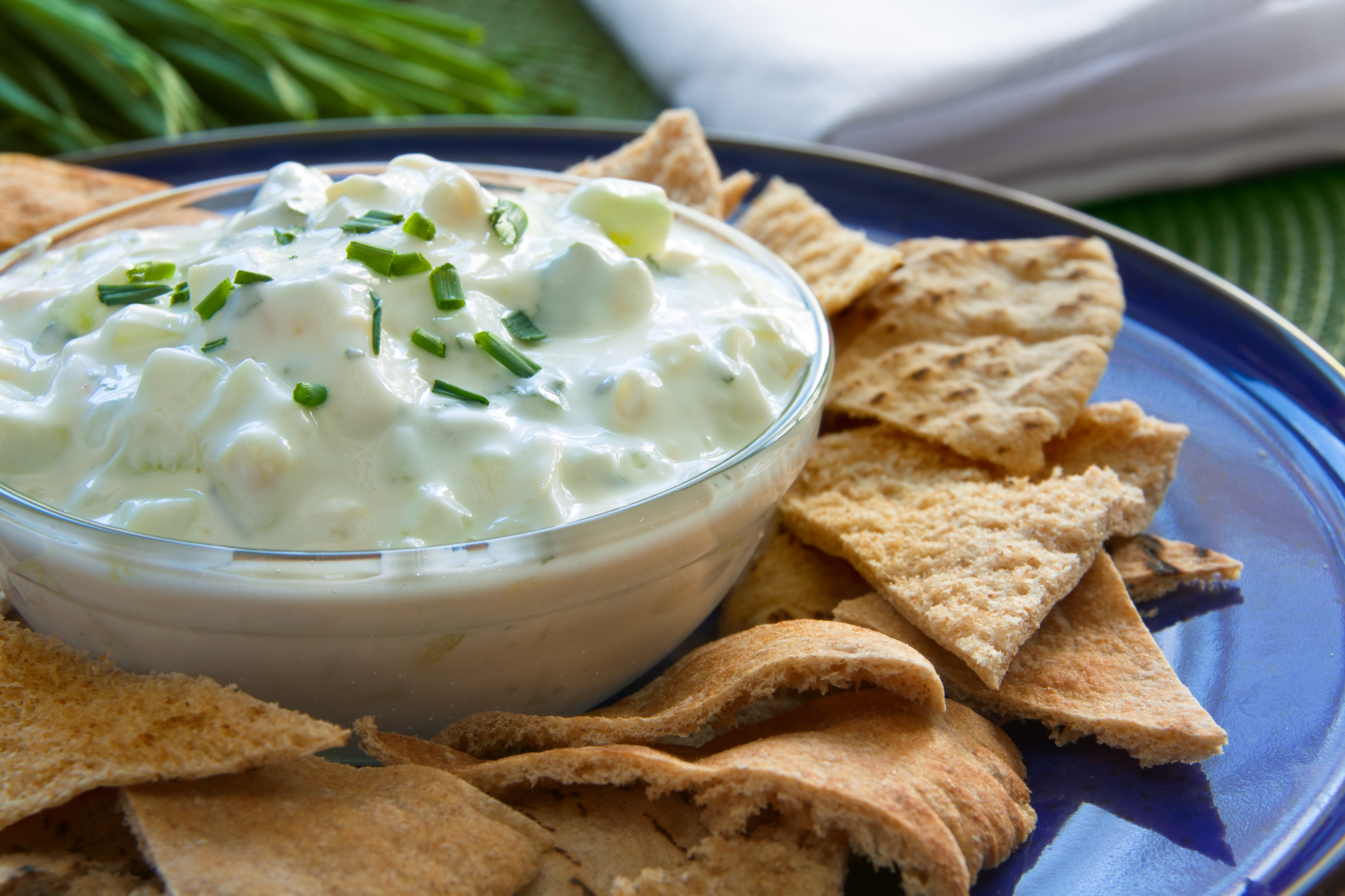 Greek Cucumber Dip with Pita Triangles