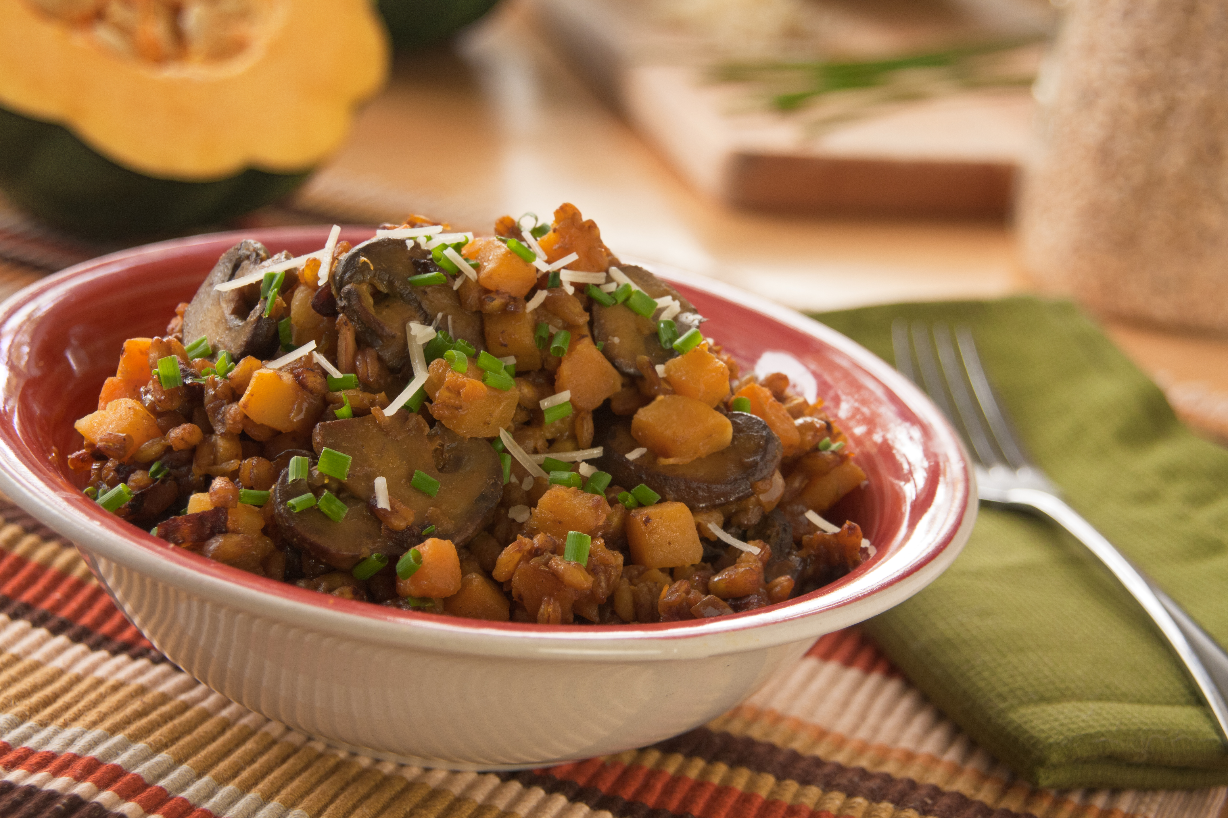 Barley Mushroom and Winter Squash Risotto