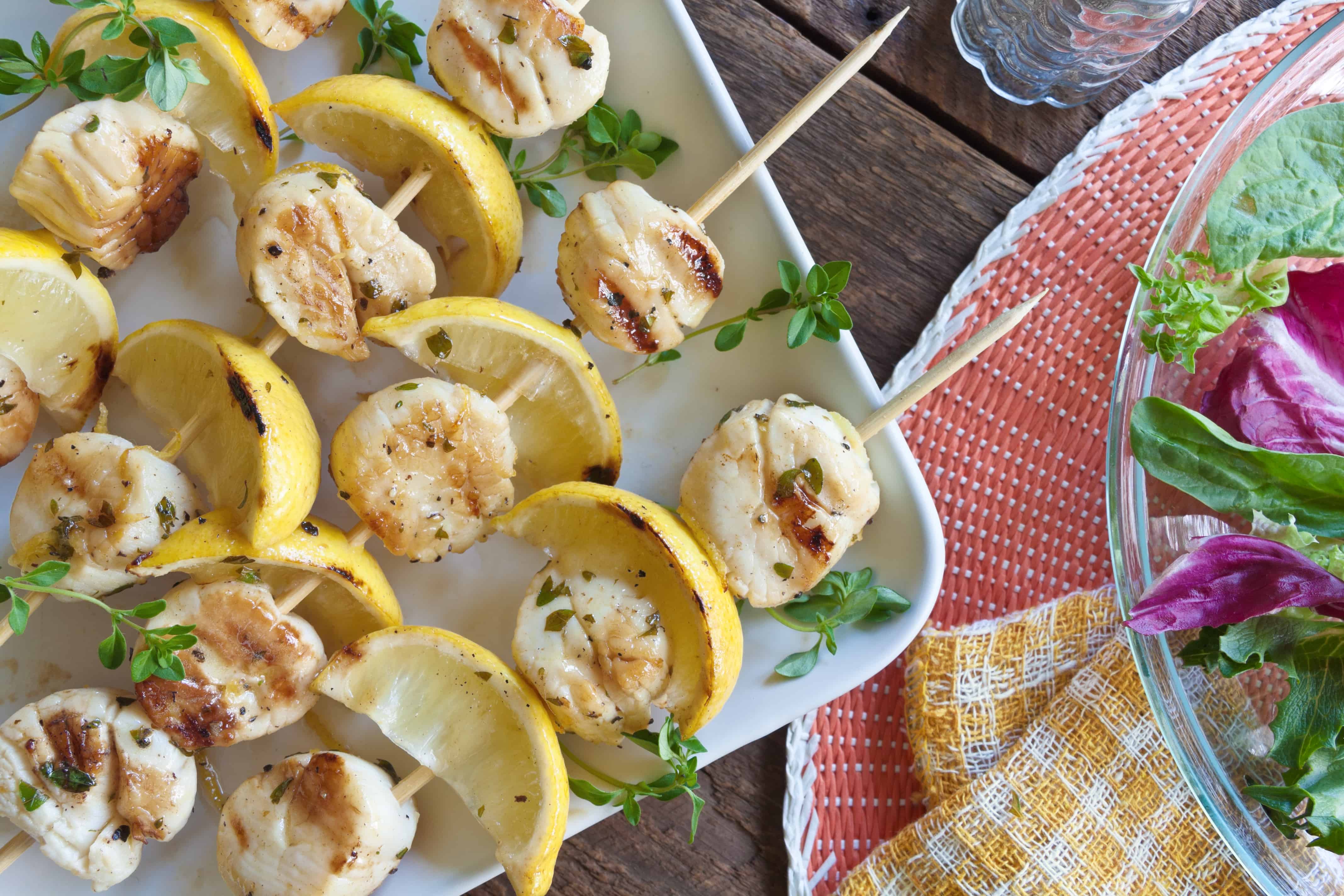 Lemon Scallop Kebabs - Guiding Stars