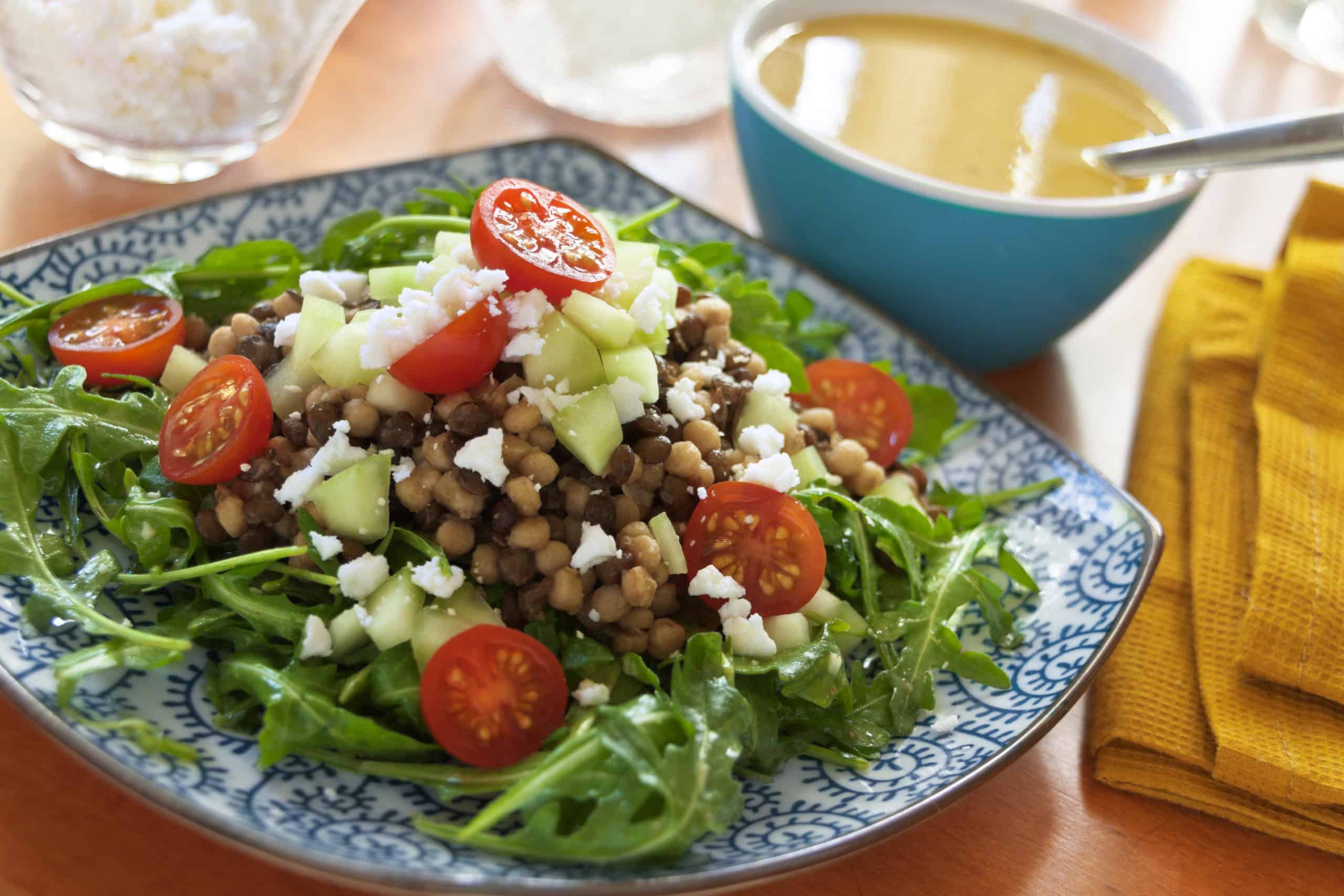 Couscous, Lentil & Arugula Salad with Garlic-Dijon Vinaigrette - Guiding Stars