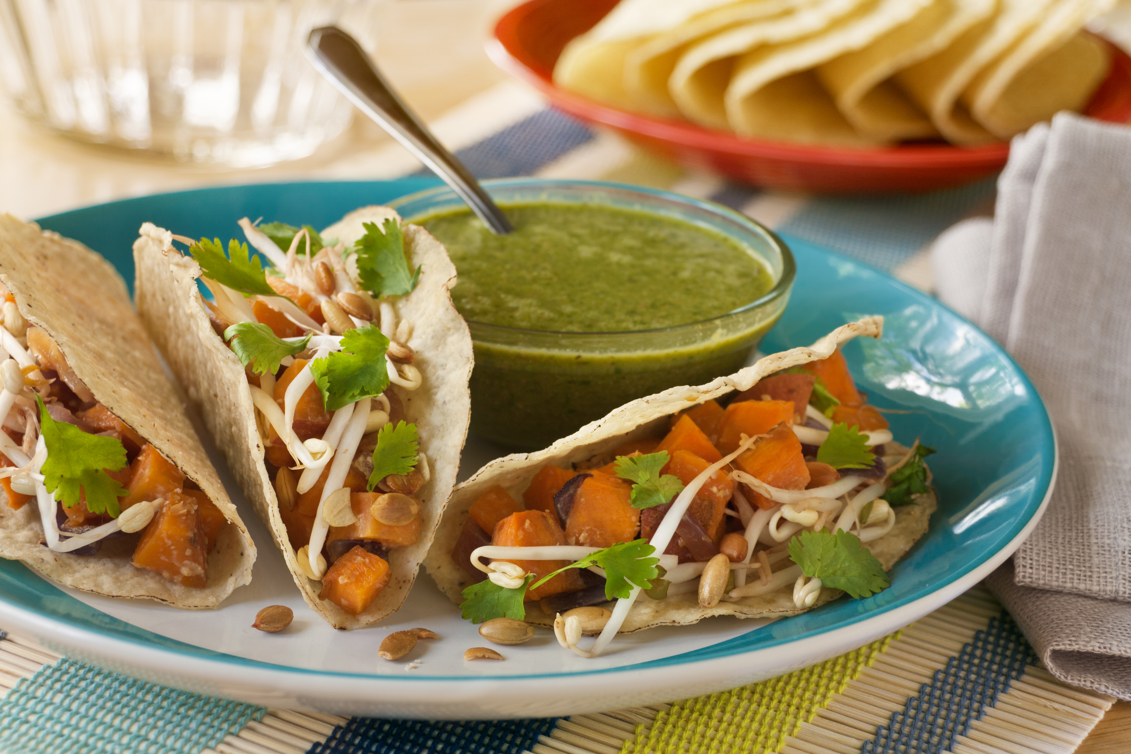 Sweet Potato Tacos with Cilantro Sauce