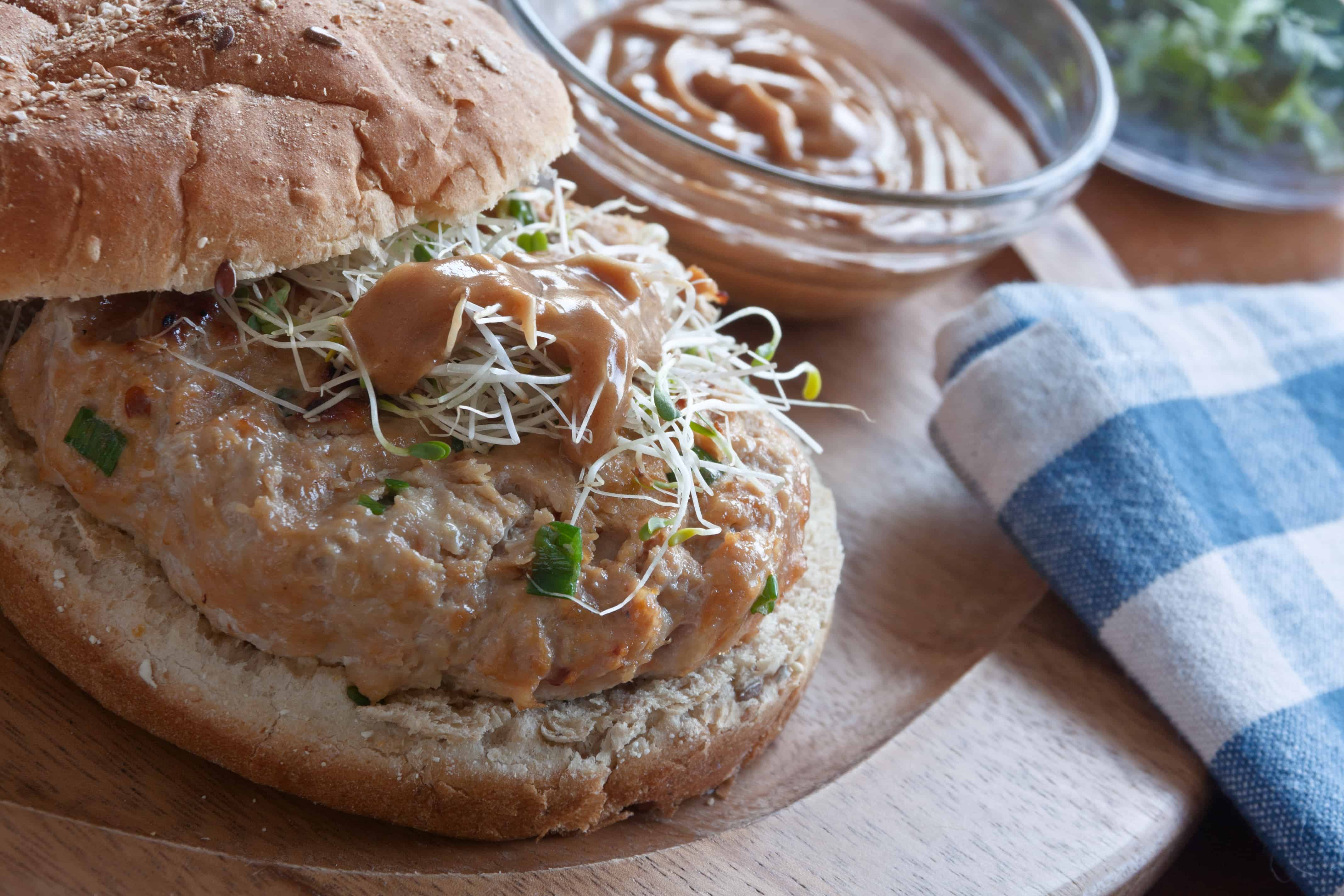 Chicken Burgers with Peanut Sauce - Guiding Stars