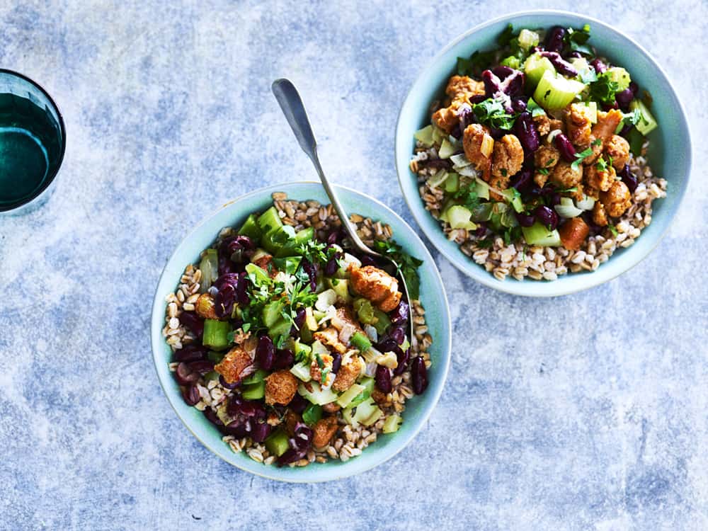 Cajun Red Beans Over Farro.