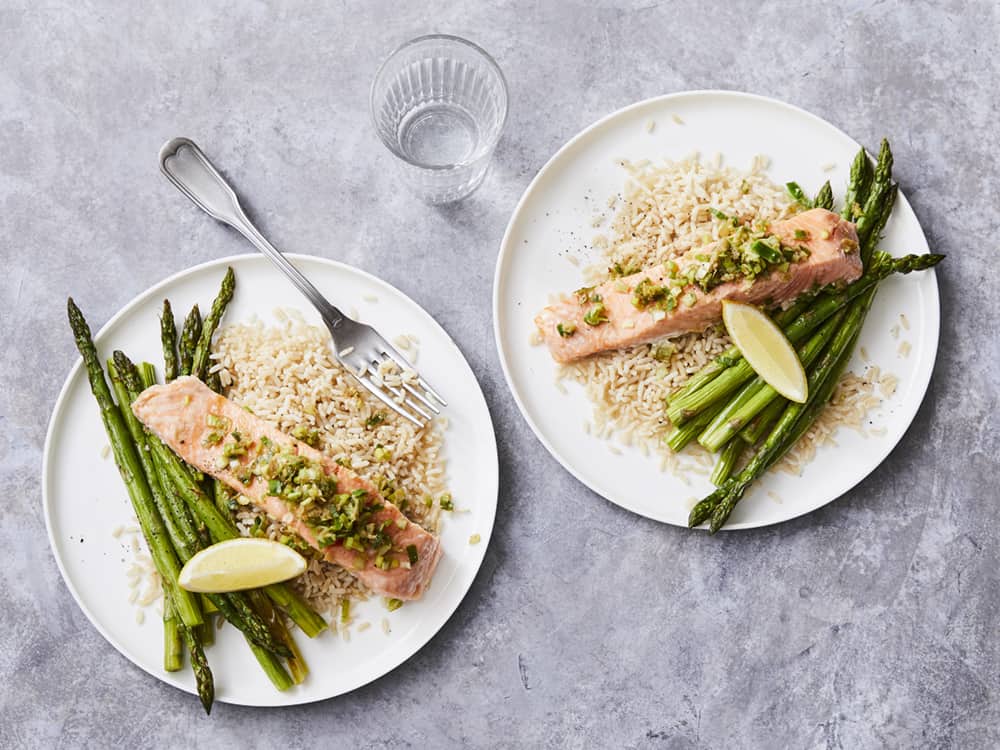 Gingery Salmon with Roasted Asapargus.