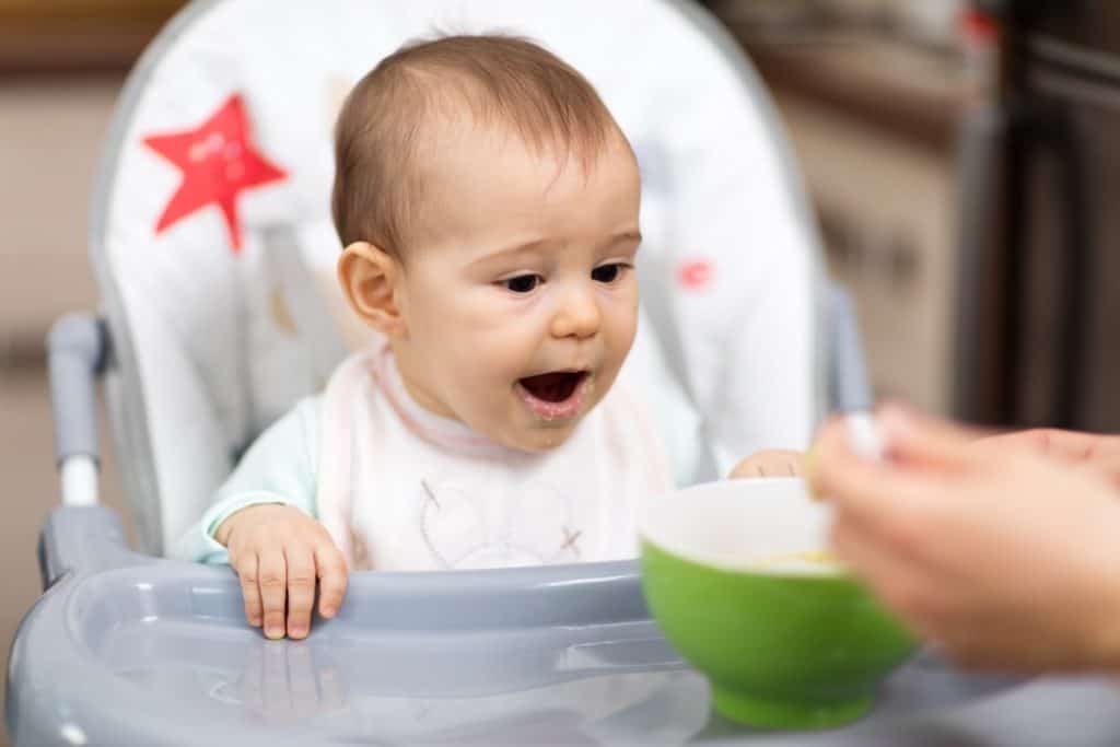 Baby eating cereal