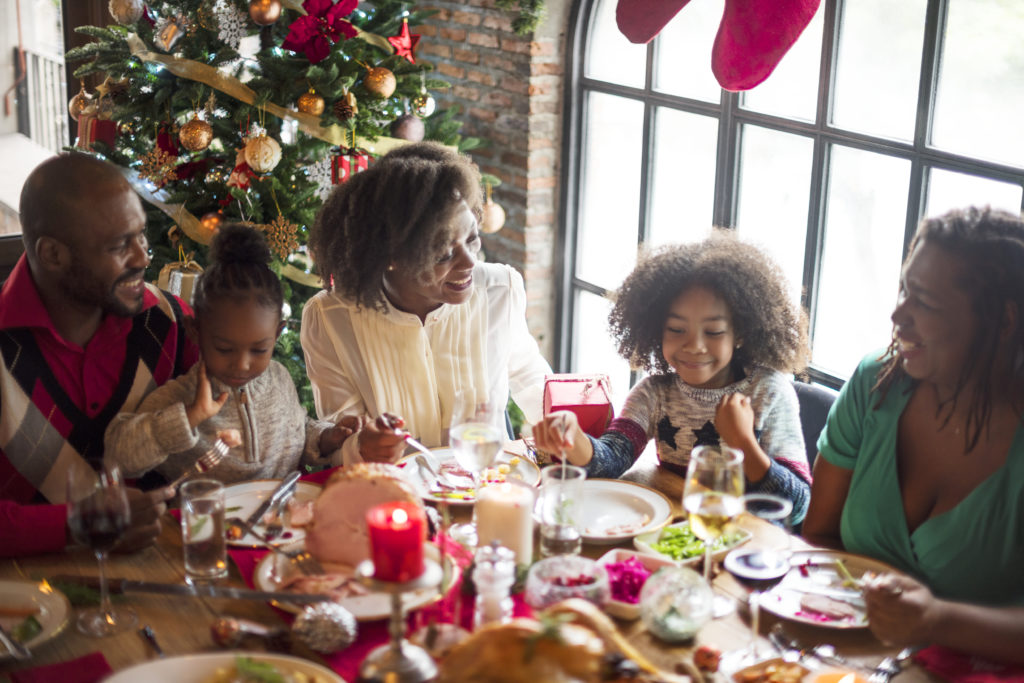 Group of diverse people are gathering for christmas holiday