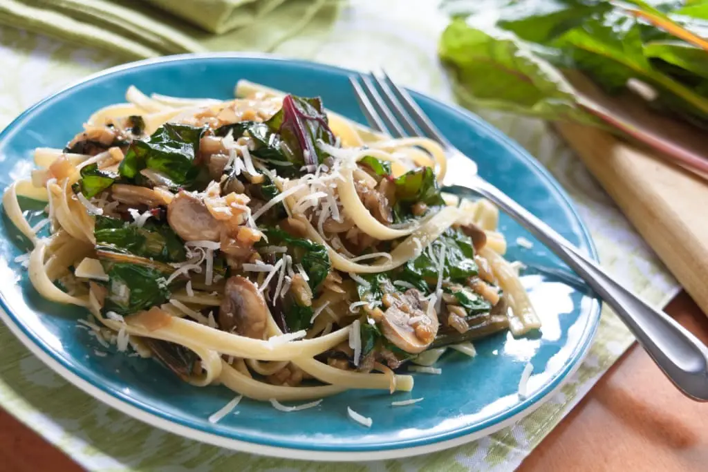 Fettuccine With Swiss Chard And Mushrooms