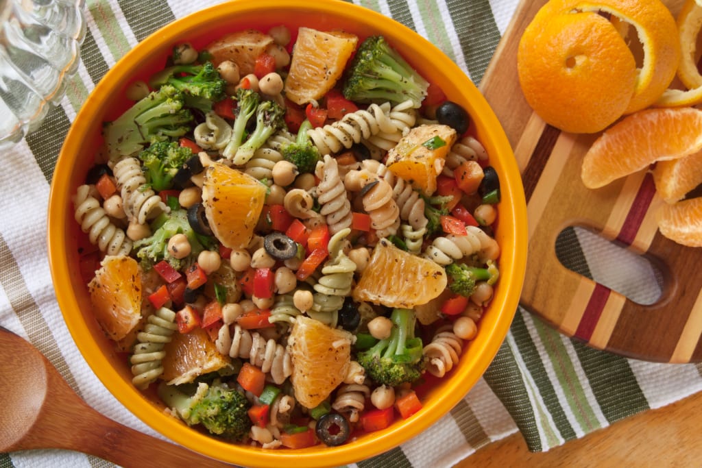 Chickpea Pasta Salad With Oranges - Guiding Stars