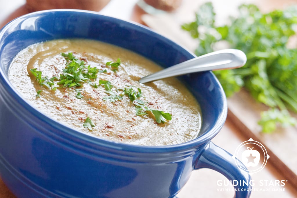 Roasted Garlic Cauliflower Soup - Guiding Stars
